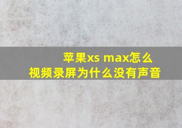 苹果xs max怎么视频录屏为什么没有声音